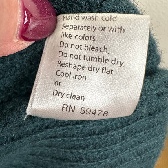 Bartolini Wool Cashmere Blend Turtleneck Sweater Ribbed Knit Green Size Small - Picture 7 of 8